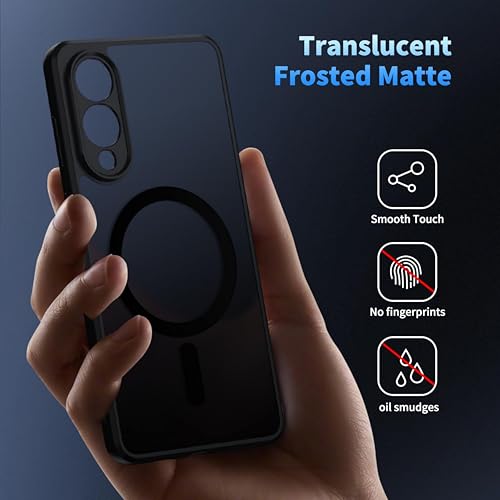 Image of Magnetic Slim Case Cover for Samsung Galaxy S25 Edge 5G (2025), Shockproof Cover with Camera Protection (Translucent Black with MagSafe)