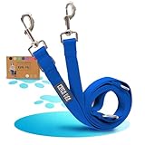KURI PAI® Komfortable Hundeleine 3m | Verstellbare Hundeleine große Hunde | Bambusviskose | Strapazierfähig und weich | Perfekt für alltägliche Spaziergänge | L (2.5cm Breit) - Blau