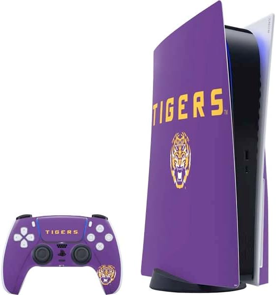 Skinit Decal Gaming Skin Compatible with PS5 Bundle - Officially Licensed LSU Tiger Eye Logo Design
