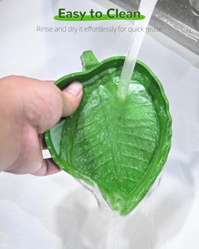 image for Pawfly 2 Pcs Leaf Reptile Water Dish, Reptile Water Bowl, Tortoise Hab