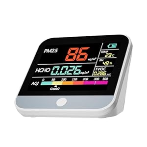 13 in 1 Professional Air Quality Monitor Indoor- Portable Indoor Air Quality Meter for CO2, TVOC, PM2.5, PM1.0, PM10, Temperature, Humidity & 6AQI with Alert Buzzers Air Quality Tester for Home