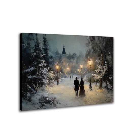 Toile murale Winter Wonderland crée une ambiance cosy dans votre salon en hiver