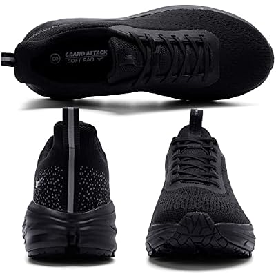 Grand Attack Road Running Shoes for Men with Superior Cushioned Comfort Lightweight Mens Walking Sneakers Black Size 13