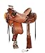 Manaal Enterprises Wade Tree A Fork Premium Western Leather Roping Ranch Work Horse Saddle Tack Set Headstall, Breast Collar & Reins Size 10-18 inches Seat Available (Wade Style 02, 15)