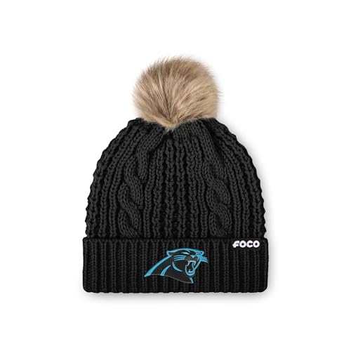 FOCO Carolina Panthers NFL Womens Faux Fur Pom Beanie