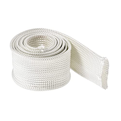 Rebower Guaina fibre Vetro Cavo Isolato Protezione Tubo [per Applicazioni Ad Alta Temperatura] - 3.28Piedi-25mm / Bianco