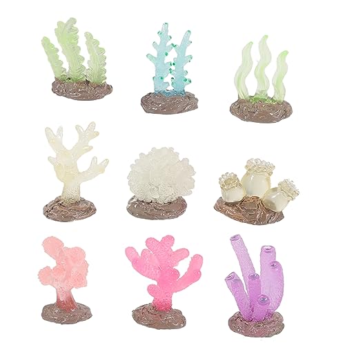 KESYOO 9Pcs Glowing Coral Reef Decoration Fake Coral Ornaments for Fish Tanks Light Dark Aquarium Decor Safe for Fresh Saltwater Environments