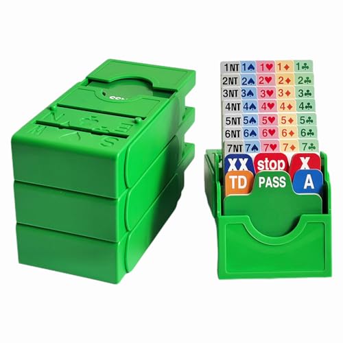 Black Lotus Set of 4 Green Bridge Bidding Box with Bridge Playing Card Plastic Play in Tournment