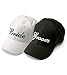 Bride and Groom Wedding Baseball Caps Hats Black Embroidery on White Hat