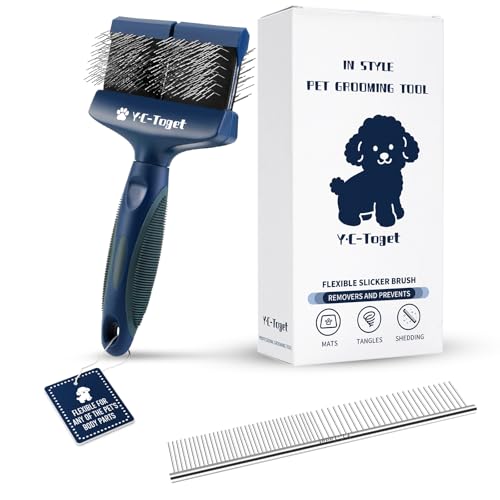 Y.C-Toget Flexible doppelseitige Slicker Bürste für Hunde & Katzen Sanfte Entwirrung & Unterwollepflege empfindliche Haut Goldendoodles Labradoodles & Pudel