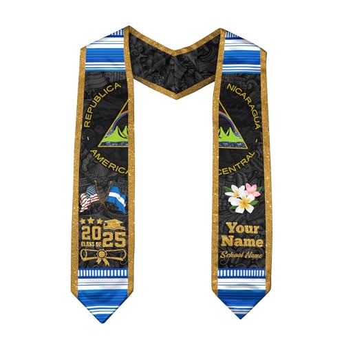 Nicaragua Graduation Stole 2025, Custom Nicaraguans American Flag Graduation Sash 2025, Nicaraguans Graduation Sash 5