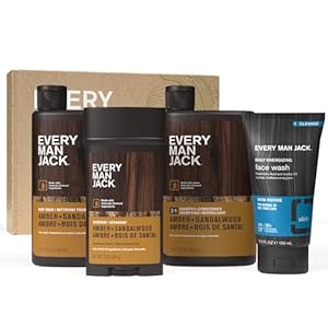 Each Man Jack Males’s Cedar + Crimson Sage Tub and Physique Reward Set – Clear Elements & A Cedar, Sage, and Spice scent – Spherical Out His Routine with Males’s Physique Wash, 2-in-1 Shampoo, Deodorant & Face Wash