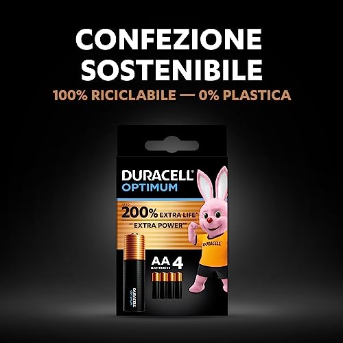 Duracell - Optimum AA, Batterie Stilo Alcaline, confezione da 12, 1.5 V LR6 MX1500