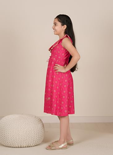 Image of Yash Gallery Kids Rayon One Shoulder Starp Floral Printed Midi Dress for Girl