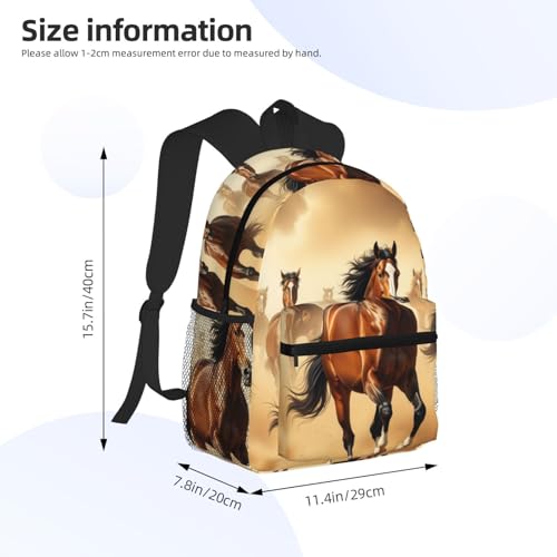Fashion Daypack Large Capacity Anti-Theft Multipurpose Carry On Bag for Sports Picnic Bicycle, Wild Chestnut Horses Bags, Camping Outdoor Backpack Bookbag4