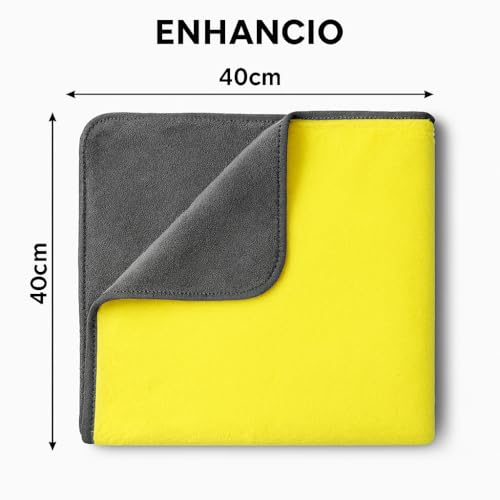 Image of 800 GSM Dual Sided Microfiber Towels 40x40cm | Extra Thick Double Layer Cleaning Cloth | Super Absorbent Lint Free Scratch Free for Car Bike Home Cleaning | Auto Detailing Cloth | Grey Yellow