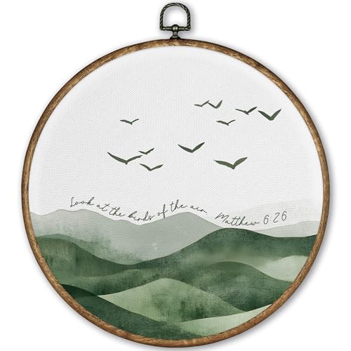 Arte de pared redondo de alta gama TLESKE con elegante lienzo enmarcado de diseño de montaña