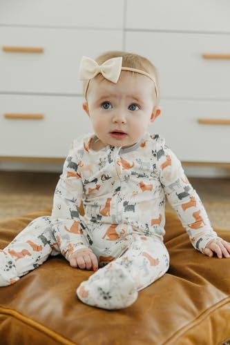 Image of Copper Pearl Zip-Up Footie Baby Pajamas - Soft Newborn Onesies for Boys & Girls, Tag-Free with Two-Way Zipper Baby Sleepers for Newborn - 24 Months, Rufus