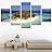 SIGNWIN 5 Panel Canvas Wall Art Modern Art Beach Dramatic Island Landscape Multicolor Photography for Home Decorations Ready to Hang - 60"x32"