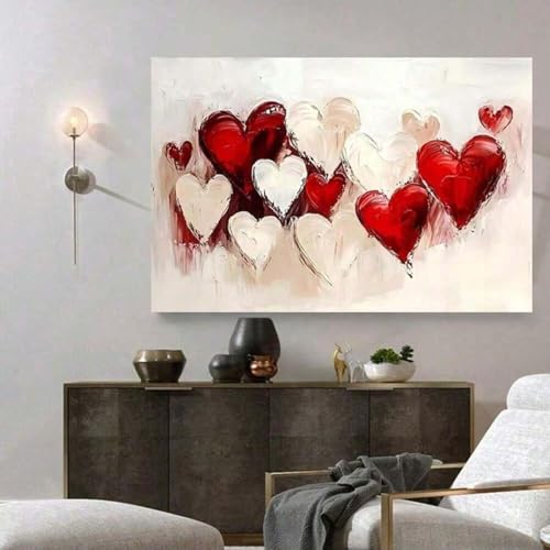 Toile imprimée cœur rouge décoration murale haut rendu coloré salon 50 x 70 cm - 2