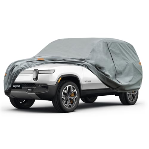 Image of Kayme Heavy Duty SUV Car Cover Custom Fit Rivian R1S Waterproof All Weather for Automobiles, Full Exterior Covers Sun Rain UV Protection.（Deliver About 3-10 Days）