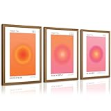 Colorful Angel Number Aura Poster Set of 3 Spiritual Posters Canvas Grainy Gradient Prints Trendy Preppy Wall Art Aesthetic Room Decor Affirmation Inspirational Quotes Wall Art 12x16 Inch Framed