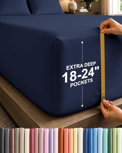 CGK Extra Deep Full Single Fitted Sheet Only - Navy Blue - image 1