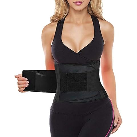 YIANNA Women Waist Trainer Belt - Slimming Sauna Waist Trimmer Belly Band Sweat Sports Girdle Belt Weight loss, YA8003-Black-XL Cover