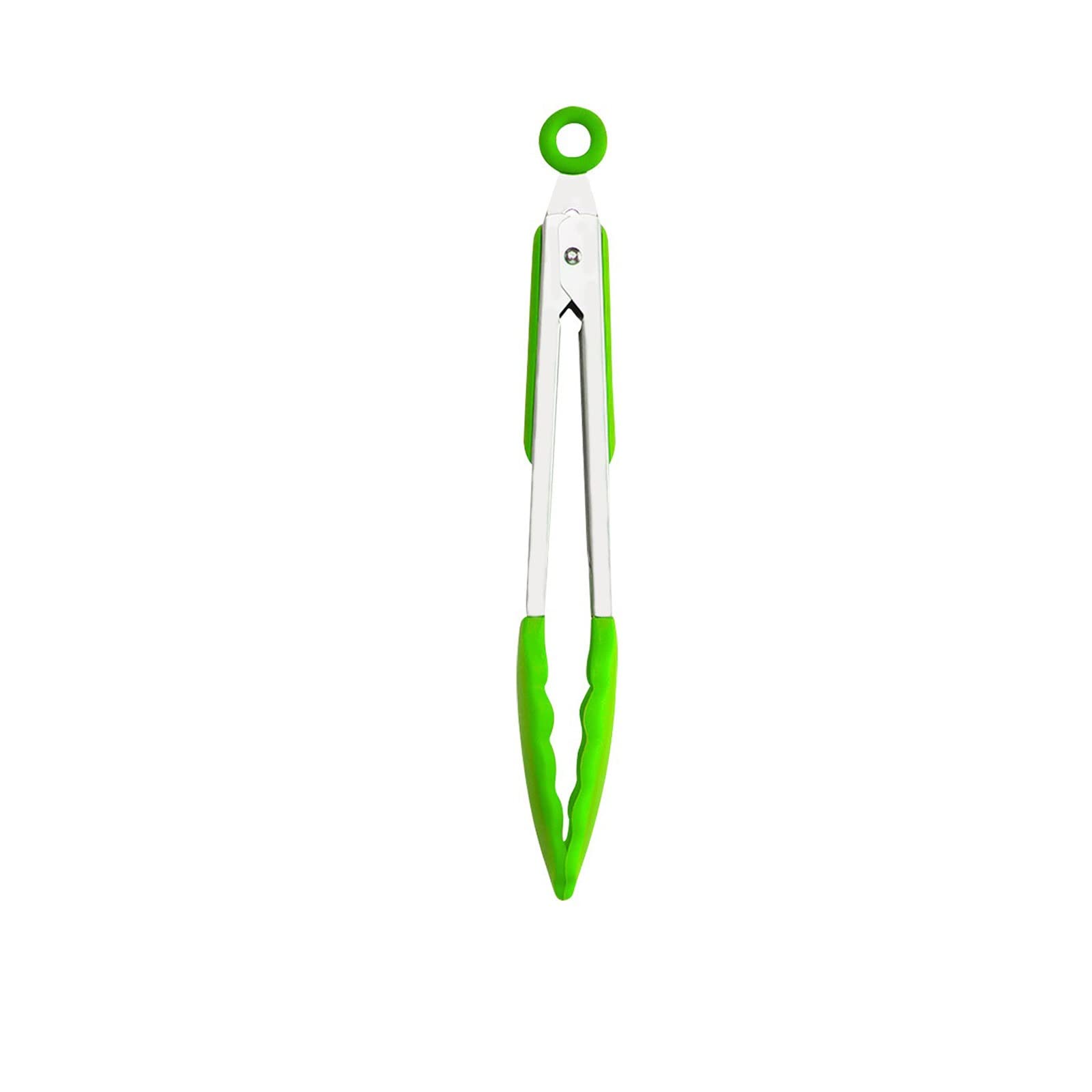 Pinzas de Cocina Pinzas para Alimentos Resistentes al Calor Clip de Silicona Antiadherente Pinzas para Pan de Acero Inoxidable Pinzas para Servir Pinzas para Barbacoa (Verde)