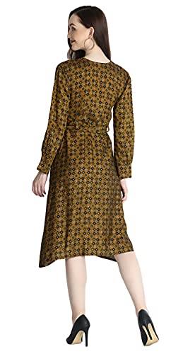Image of Leriya Fashion Kurtis for Women || Soft Rayon Printed Knee Length Kurti for Girls || Long Sleeves || V Neck || Fancy Kurti for Outing || Evening || Date Wear for Women