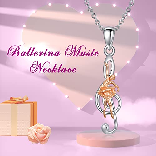 Meiderbo Ballerina Necklace 925 Sterling Silver Dancer Ballet Music Necklaces Treble Clef Music Note Pendant Ballerina Dancing Jewelry Gifts For Women Teen Girls #TOP1