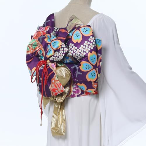 CAMDOM Japanese Kimono Pre Tied Oversized Bow Sakura Obi Belt Luxury Waistband Sash Yukata Robe Accessories4