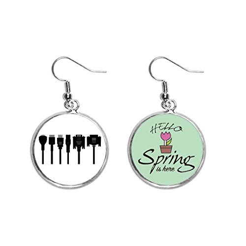 Pendientes de primavera con colgante negro y cable de diseño