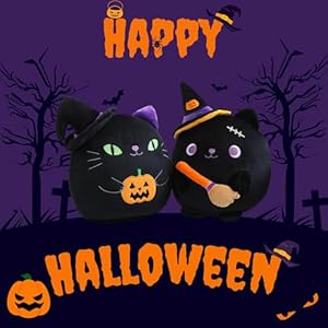 Halloween Witch with Broom Stuffed Animal Toy - Mysterious Witch Cat Plush, 10 Inch - Home Decor, Party Gifts for Kids, Girls and Boys Halloween Witch with Broom Stuffed Animal Toy Mysterious Witch Cat Plush 10 Inch Home Decor Party Gifts for Kids Girls and Boys