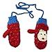 BIBITIME Handmade Knitted Gloves Warm lining Braided Rope Cute Pom Ball Mittens (One Size for Adult, Red)