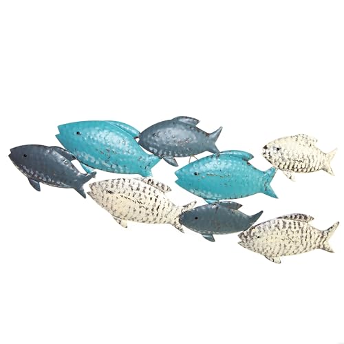 Logbuch-Verlag Décoration Murale Banc de Poissons en métal: déco Murale Marine, décoration Mur Salle de Bain mer, Poisson déco mer, décoration Bateau intérieur,...