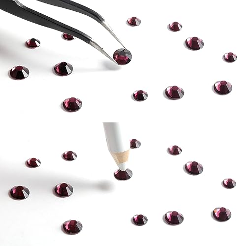 Image of Beadsland Rhinestones for Makeup,8 Sizes 2500pcs Burgundy Flatback Rhinestones Face Gems for Nails Crafts with Tweezers and Wax Pencil,Amethyst,SS4-SS30
