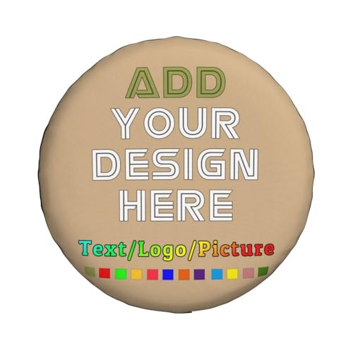 Image of Custom Spare Tire Cover with Picture, Customize Wheel Cover with Logo Personalized Waterproof Dust-Proof Polyester Tire Protectors for Trailer RV SUV All Vehicle, Tan
