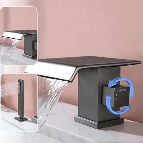 Robinet de bain cascade chromé 3 trous mitigeur eau chaude froide laiton