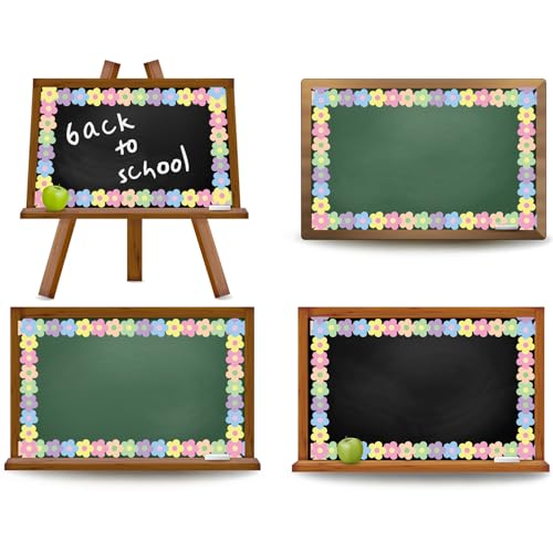 Image of Whaline 32.8 Ft Pastel Flower Bulletin Board Borders Retro Colorful Boho Floral Die-Cut Rolled Bulletin Board Trim for Back to School Classroom Office Decor
