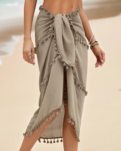 Image of Eicolorte Sarong Cover Up Womens Beach Cover Up Bikini Bathing Suit Swimsuit Swimwear Coverup Sarong Pareo Wraps for Women