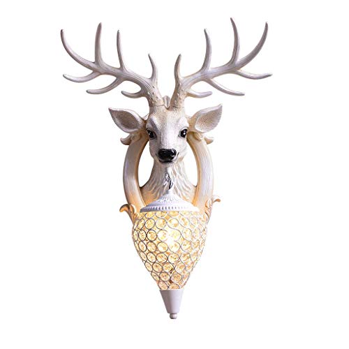 Preisvergleich Produktbild MOCHENG Kreative Geweih Wandleuchte nordische Atmosphäre Wohnzimmer TV Hintergrund Wand Nachttisch Wandlampe Moderne Harz Hirsch Kopf Gehweg Deko Wandlampe