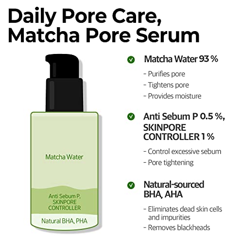 SOME-BY-MI-Super-Matcha-Pore-Tightening-Serum-169Oz-50ml-Made-from-Match-Water-for-Sensitive-Skin-Skin-Moisturizing-and-Purifying-Effect-Blackheads-Sebum-and-Pore-Care-Korean-Skin-Care