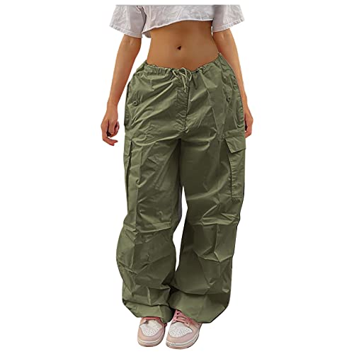 Baggy Cargo Fallschirmhose für Mädchen, Y2K Vintage Jogger mit...