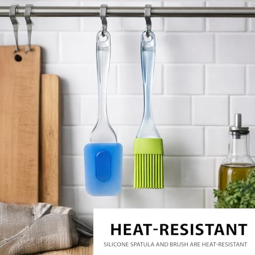 Image of Oblivion Oil Sprayer Dispenser Glass Bottle for Cooking and Multi-use with Silicone Spatula and Pastry Brush Set for Cake Mixing Baking Grilling and oiling Kitchen Combo for Home and Professional use