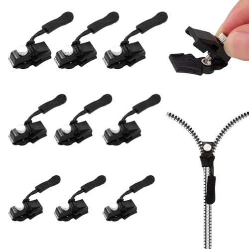 RAXLUPO 9 Stück Reißverschluss Reparatur Set Fix-Reißverschluss Zipper Reißverschluss Schieber Ersatz Universal-Reißverschluss 3 Größen Reisverschluss-fix-kit für Jacke Rucksack Gepäck Schlafsack