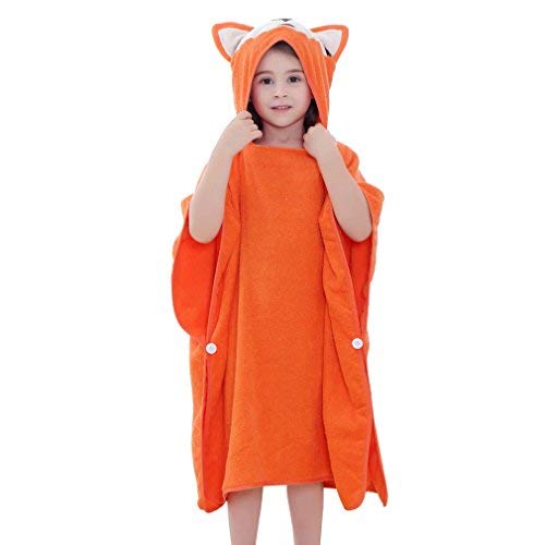 Michley Hooded Baby Towel Unisex Beach Bath Poncho, Soft Cotton Animal Kids Bathrobe For 2-6 Years, 27.5"X 27.5"(Fox) #TOP19