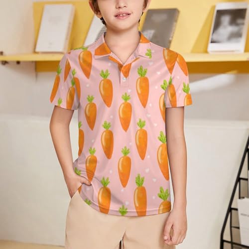 Boys' Classic Polo Shirts Short Sleeve Moisture-Wicking Golf & Tennis Shirts for Youth Teens Carrot2