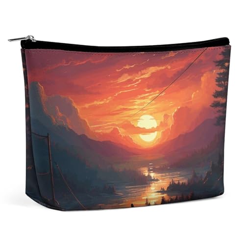 Trousse de maquillage Sunset Art pour femme en cuir synthétique