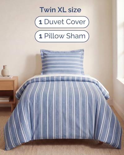 Image of Duvet Cover Queen Size Set - Extra Soft Queen Duvet Cover 90 inch x 90 inch with 2 Pillow Shams for Women, Men, Kids & Teens - Hotel Luxury w / Zipper Closures & Ties - Comfy, Cozy & Breathable (Beige Stripes)